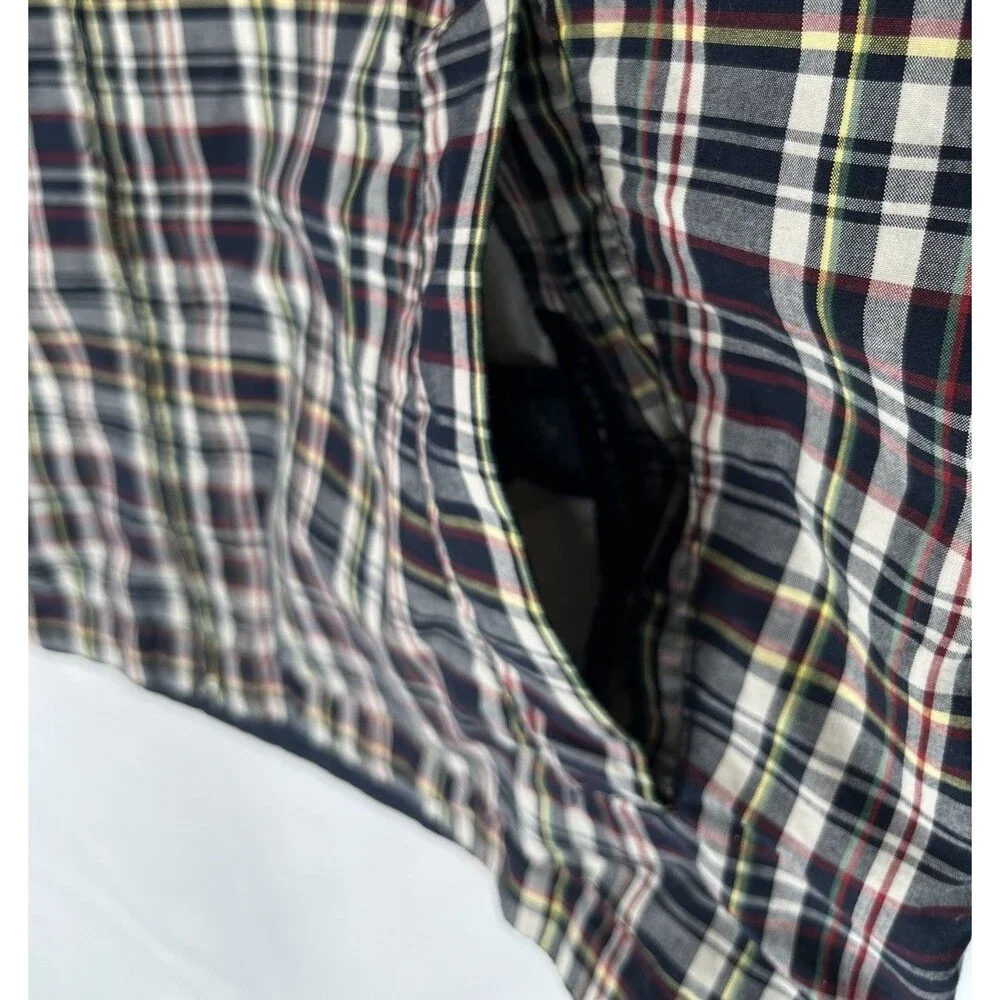 Vintage Tommy Hilfiger Men's Large Reversible Plaid Harrington Jacket Navy Blue